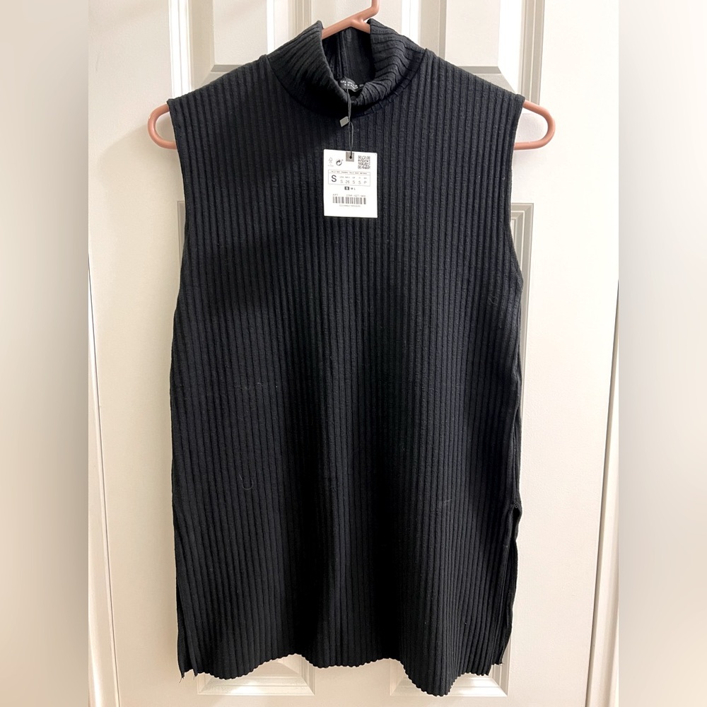 NWT Zara black mock neck sweater tank size small